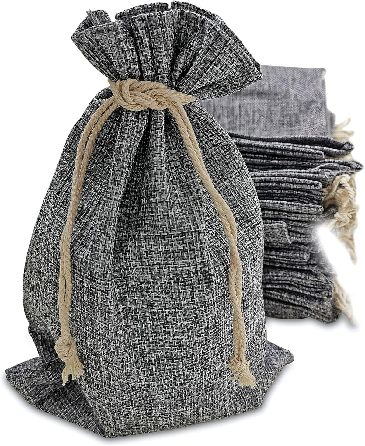 50 gray 7x10 inch burlap bags with drawstring, main product view