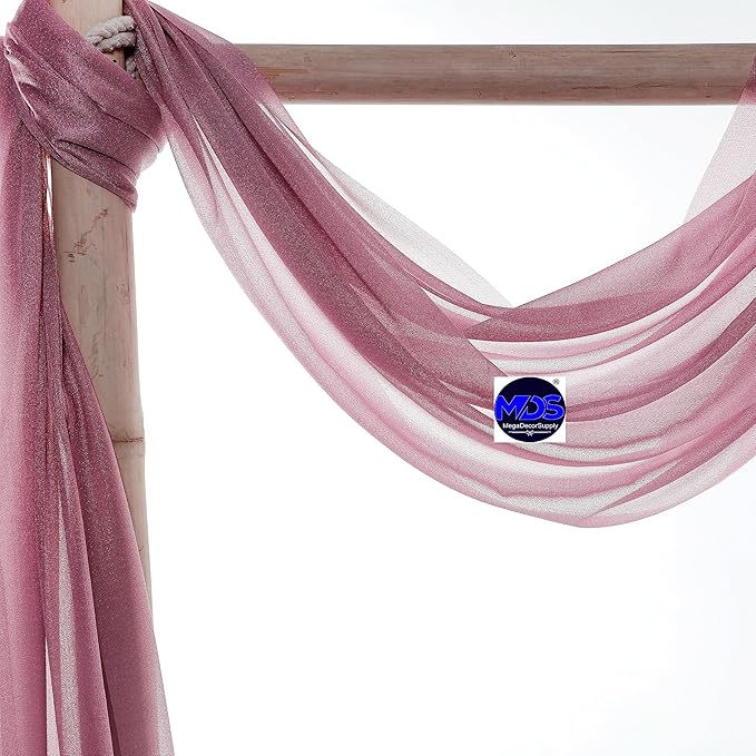 MDS Halloween Chiffon Draping Fabric - 1 Panel, 30" Wide x 20ft Long - Sheer Spooky Arbor & Canopy Drapery for Haunted House Backdrops, Party Ceilings, DIY Costumes & Themed Events - Mauva