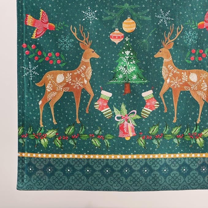 Maison d' Hermine Table Runner 100% Cotton Double Layer Table Runners 108 inches Long for Thanksgiving Christmas Decorations Home Kitchen Dining Party Wedding (Hygge Christmas, 14.5" x 108")