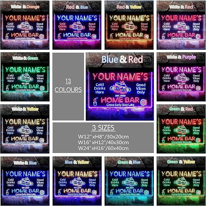 ADVPRO Personalized Your Name Custom Home Bar Beer Established Year Dual Color LED Neon Sign Green & Yellow 16 x 12 Inches st6s43-p1-tm-gy