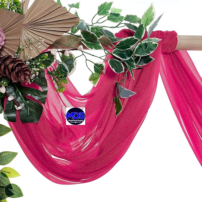 MDS Halloween Chiffon Draping Fabric - 1 Panel, 30" Wide x 50ft Long - Sheer Spooky Arbor & Canopy Drapery for Haunted House Backdrops, Party Ceilings, DIY Costumes & Themed Events - Hot Pink