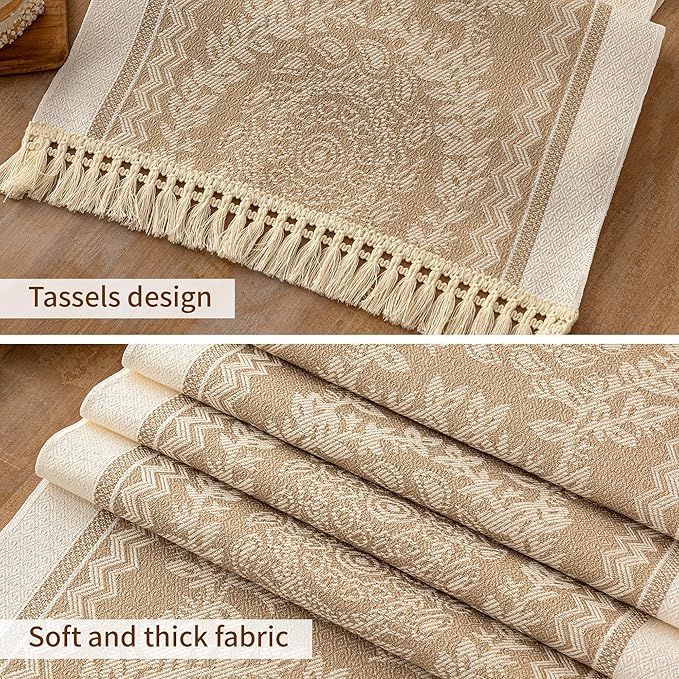Table Runners 83 Inches,Waterproof Boho Table Runner with Tassel Fringe,Table Runner for Party Coffee Table