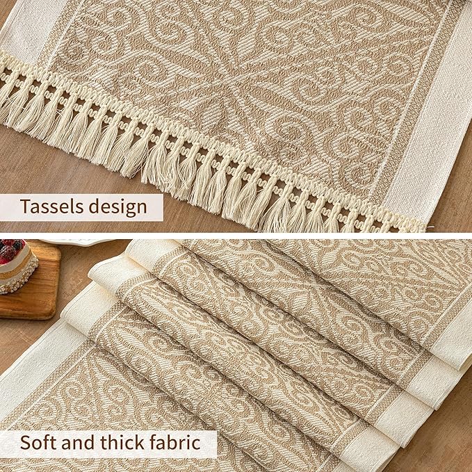 Table Runners 119 Inches,Waterproof Boho Table Runner with Tassel Fringe,Table Runner for Party Coffee Table