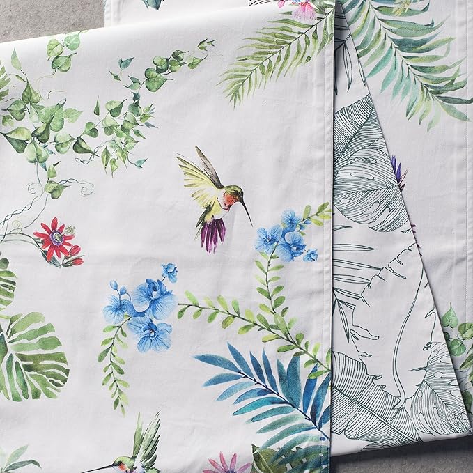 Maison d' Hermine Table Runner 100% Cotton Double Layer Table Runners 108 inches Long Decorative for Kitchen Dining Party Baby Shower Wedding Bridal Shower Spring Summer (Tropiques, 14.50" x 108")