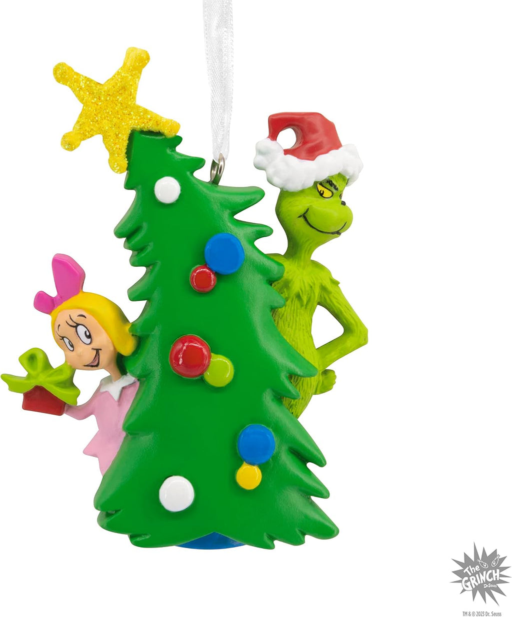 Hallmark Dr. Seuss's How the Grinch Stole Christmas! Grinch with Cindy Lou Who Christmas Ornament (Pack of 2)