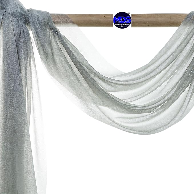 MDS Halloween Chiffon Draping Fabric - 2 Panel, 30" Wide x 30ft Long - Sheer Spooky Arbor & Canopy Drapery for Haunted House Backdrops, Party Ceilings, DIY Costumes & Themed Events - Gray