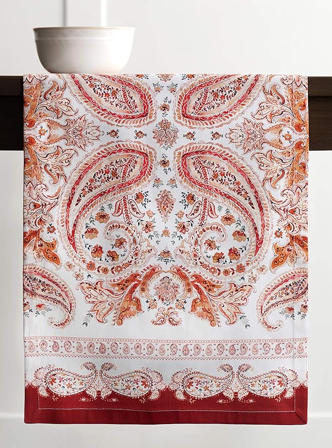 Maison d' Hermine Table Runner 100% Cotton Single Layer Table Runners 48 inches Long for Thanksgiving Christmas Decorations Home Kitchen Dining Party Wedding (Orient, 14.5" x 48")
