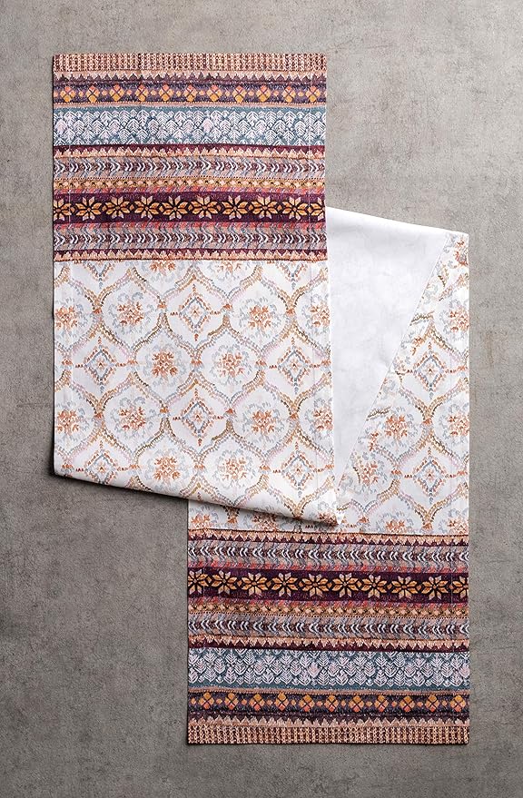 Maison d' Hermine Table Runner 100% Cotton Single Layer Table Runners 90 inches Long for Thanksgiving Christmas Decorations Home Kitchen Dining Party Wedding (Fair Isle, 14.5" x 90")
