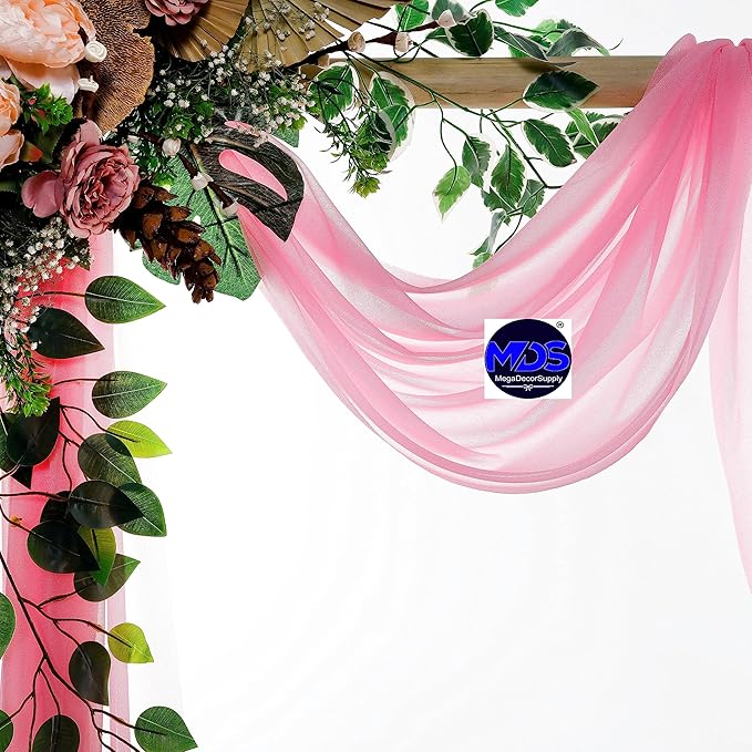 MDS Halloween Chiffon Draping Fabric - 1 Panel, 30" Wide x 100ft Long - Sheer Spooky Arbor & Canopy Drapery for Haunted House Backdrops, Party Ceilings, DIY Costumes & Themed Events - Coral