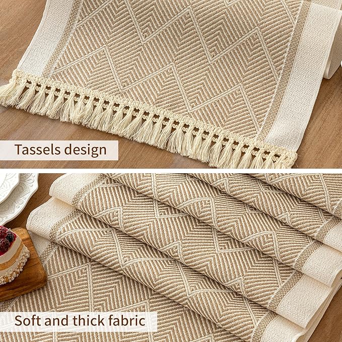 Table Runners 138 Inches,Waterproof Boho Table Runner with Tassel Fringe,Table Runner for Party Coffee Table