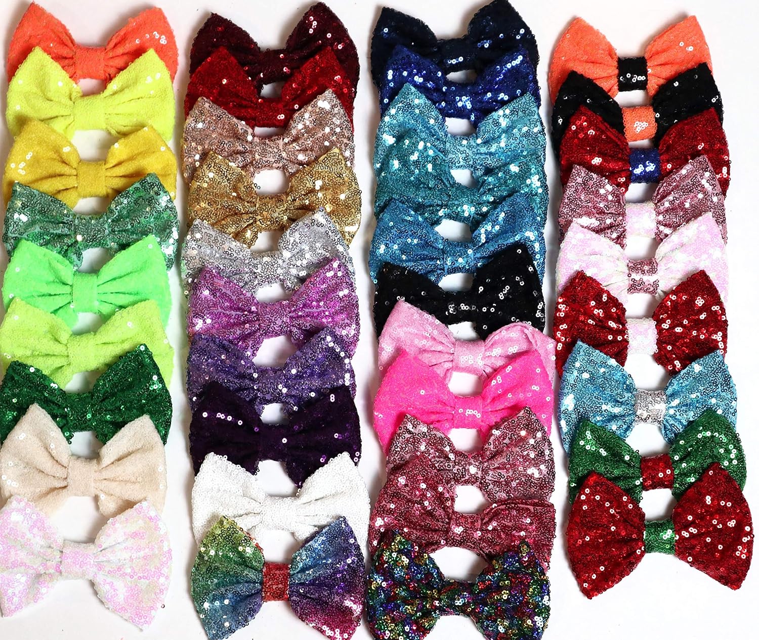 CLGIFT Set of 12 Sequin 5 Inches Large Glitter Hair Accessories, DIY Fabric Bows - No Clips (Pick Your Own)