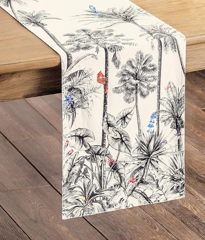 Maison d' Hermine Table Runner 100% Cotton Double Layer Table Runners 72 inches Long for Thanksgiving Christmas Decorations Home Kitchen Dining Party Wedding (Amazonia, 14.5" x 72")