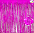 Foil Fringe Curtain Party Decorations - Hot Pink Photo Backdrop Tinsel Steamers Curtains for Tropical Hawaiian Theme Birthdays Christmas Valentine Bachelorette Parties