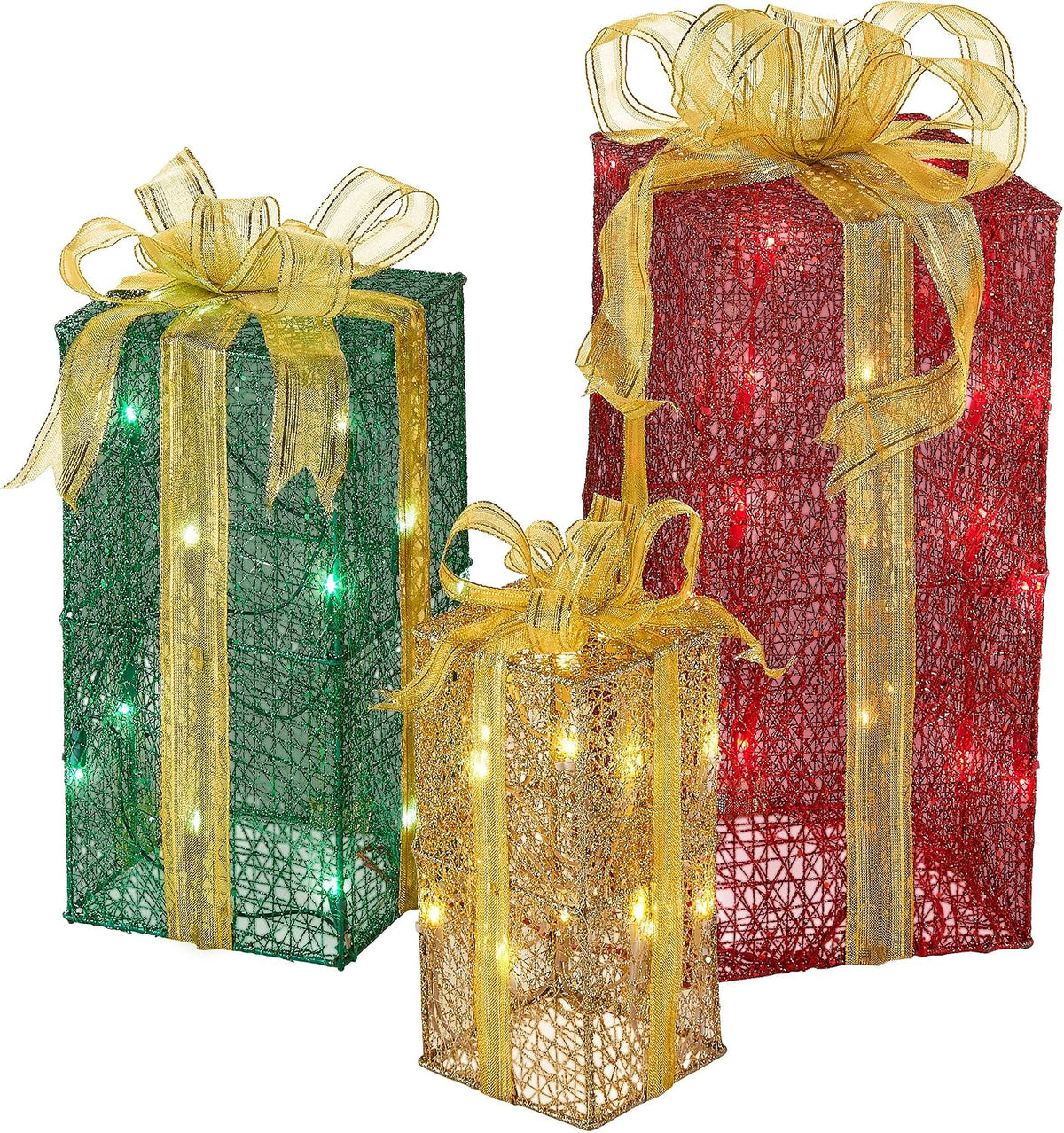national tree company pre-lit decorative sisal gift boxes, main product view