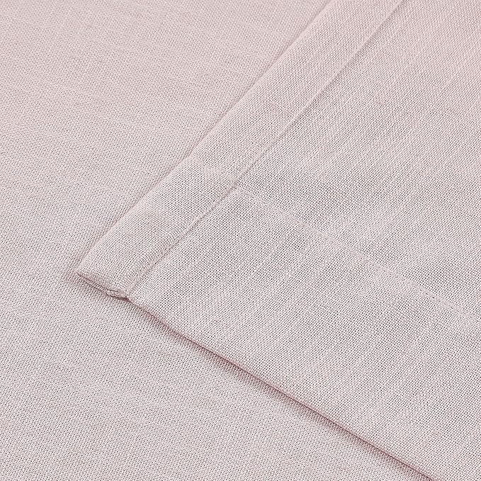 Vision Home Soft Pink Pinch Pleated Semi Sheer Curtains Textured Linen Blended Light Filtering Window Curtains 84 inch for Living Room Bedroom Pinch Pleat Drapes with Hooks 2 Panels 40" Wx84 L