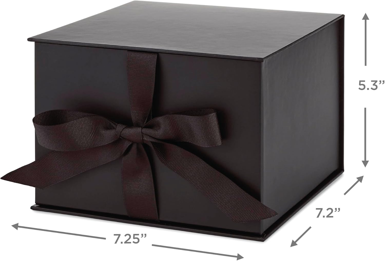 Hallmark Medium Gift Box with Lid and Shredded Paper Fill (Black 7 inch Box) for Weddings, Graduations, Birthdays, Father's Day, Groomsmen Gifts, All Occasion