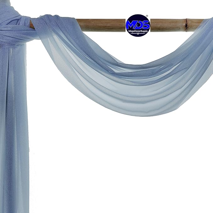 MDS Halloween Chiffon Draping Fabric - 1 Panel, 30" Wide x 20ft Long - Sheer Spooky Arbor & Canopy Drapery for Haunted House Backdrops, Party Ceilings, DIY Costumes & Themed Events - Dusty Blue
