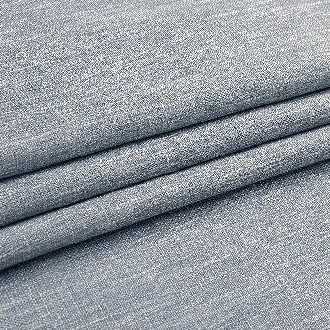 Vision Home Blue Pinch Pleated Semi Sheer Curtains Textured Light Filtering Window Curtains 84 inch for Living Room Bedroom Rayon Blended Chambray Blue Pinch Pleat Drapes with Hooks 2 Panels 40"Wx84"L