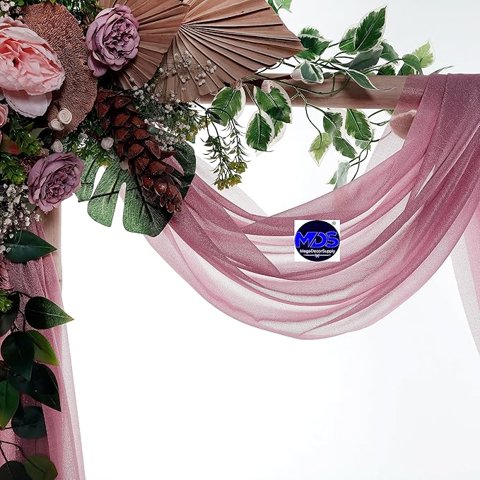 MDS Halloween Chiffon Draping Fabric - 1 Panel, 30" Wide x 100ft Long - Sheer Spooky Arbor & Canopy Drapery for Haunted House Backdrops, Party Ceilings, DIY Costumes & Themed Events - Mauva