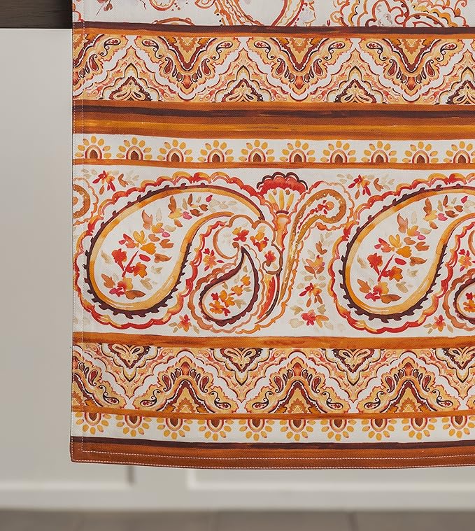 Maison d' Hermine Table Runner 100% Cotton Double Layer Table Runners 72 inches Long for Thanksgiving Christmas Decorations Home Kitchen Dining Party Wedding (Palatial Paisley, 14.5" x 72")