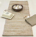 Chardin home Natural Jute Table Runner 13x36 Inch – Vintage Boho Rustic Table Decor – Handwoven Table Runner in Natural Jute and Ivory – Farmhouse Dining or Console Table Accent