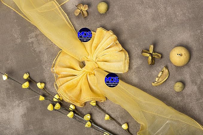 MDS Pack of 50 PCS Organza Chair Sashes Wider Dining Chair Bows Ribbon Tie Back for Wedding Party Birthday Bridal Shower Reception Event Banquet Home Chair Cover Decoration - Gold