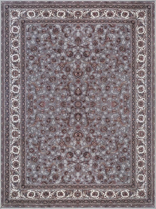 Bloom Rugs Washable Non-Slip 4' x 6' Rug - Slate Gray Traditional Oriental Area Rug for Living Room, Bedroom, Dining Room, and Kitchen - Exact Size: 4' x 6'