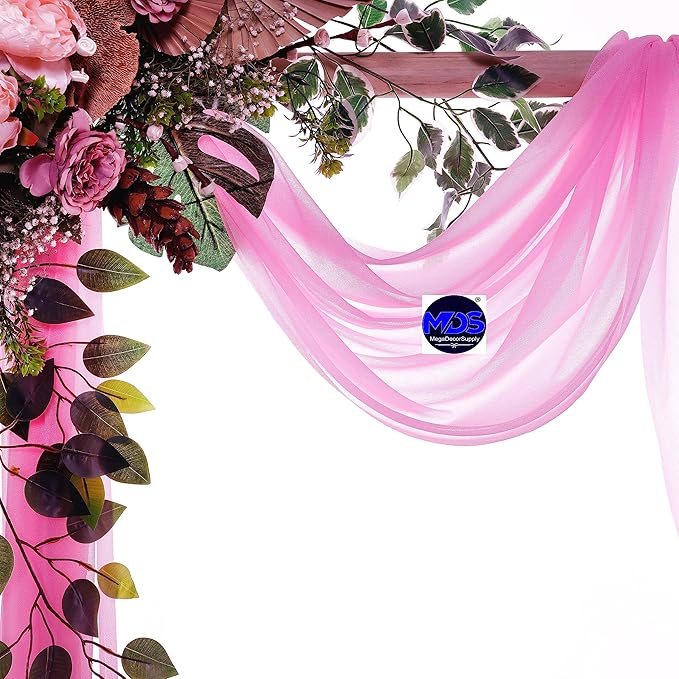 MDS Halloween Chiffon Draping Fabric - 1 Panel, 30" Wide x 100ft Long - Sheer Spooky Arbor & Canopy Drapery for Haunted House Backdrops, Party Ceilings, DIY Costumes & Themed Events - Bubblegum Pink