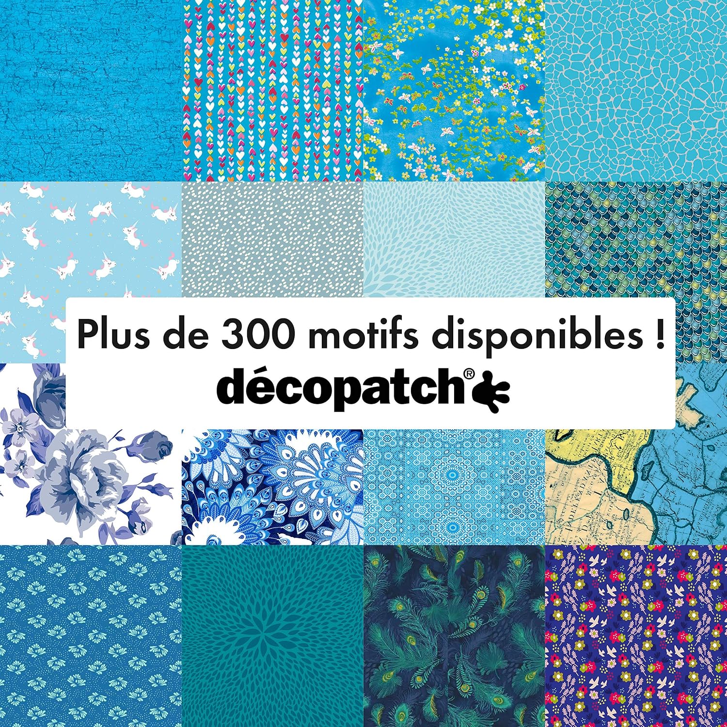 Clairefontaine décopatch Blues Mosaic Paper, 30 x 40 cm, Pack of 3 Sheets