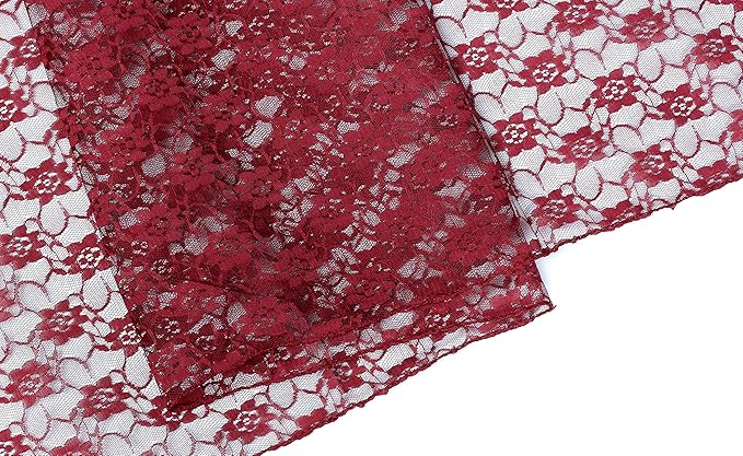 MDS Pack of 25 Wedding 12 x 108 inches Lace Table Runner for Wedding, Decorations for Birthday Parties, Banquets, Graduations, Engagements, and Runners fit Rectangle, Round Table- Maroon