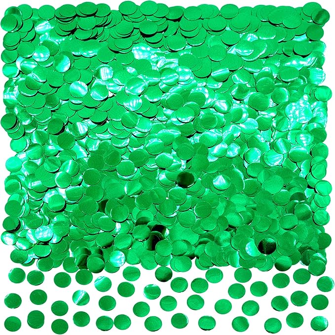 Green Foil Metallic Round Table Confetti Decor - Summer Tropical Jungle Safari Baby Shower Birthday Party Mylar Scatter Confetti Decorations, 60g