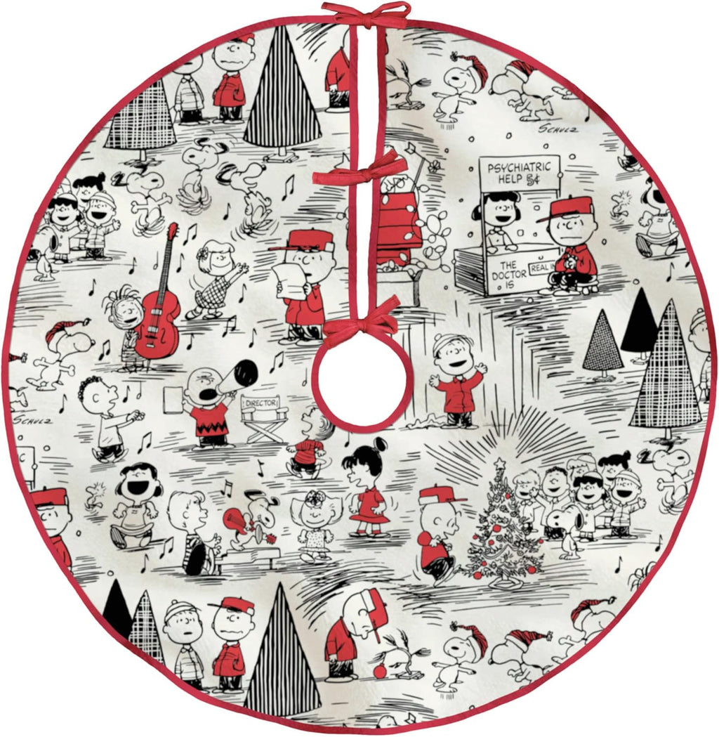 Hallmark Peanuts 48" Christmas Tree Skirt, Fabric, Gifts for Peanuts Fans