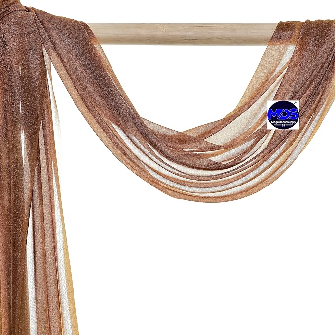 MDS Halloween Chiffon Draping Fabric - 2 Panel, 30" Wide x 20ft Long - Sheer Spooky Arbor & Canopy Drapery for Haunted House Backdrops, Party Ceilings, DIY Costumes & Themed Events - Mocha