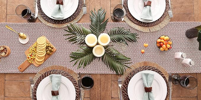 DII Woven Basic Tabletop Collection, Chevron Table Runner, 15x108, Barn Red