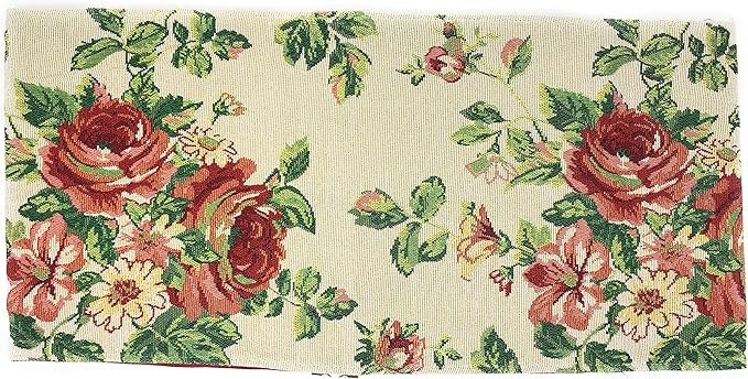 Tache Sweet Roses Spring Summer Traditional Country Vintage White Red Floral Decorative Woven Tapestry Dresser Kitchen Coffee Table Runners, 13x54