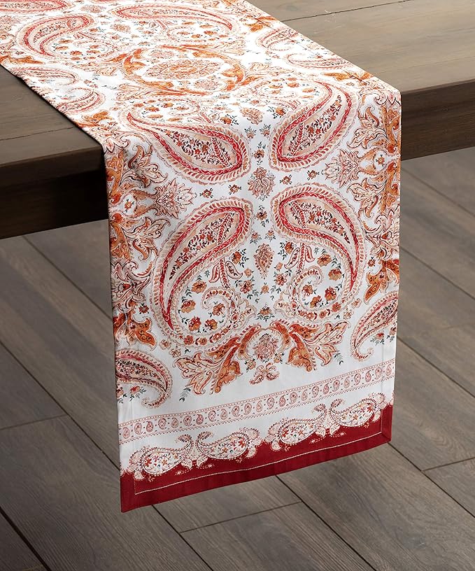 Maison d' Hermine Table Runner 100% Cotton Single Layer Table Runners 48 inches Long for Thanksgiving Christmas Decorations Home Kitchen Dining Party Wedding (Orient, 14.5" x 48")