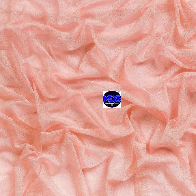 MDS Halloween Chiffon Draping Fabric - 2 Panel, 30" Wide x 100ft Long - Sheer Spooky Arbor & Canopy Drapery for Haunted House Backdrops, Party Ceilings, DIY Costumes & Themed Events - Peach