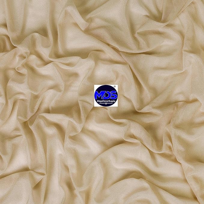 MDS Halloween Chiffon Draping Fabric - 1 Panel, 30" Wide x 100ft Long - Sheer Spooky Arbor & Canopy Drapery for Haunted House Backdrops, Party Ceilings, DIY Costumes & Themed Events - Champagne Gold