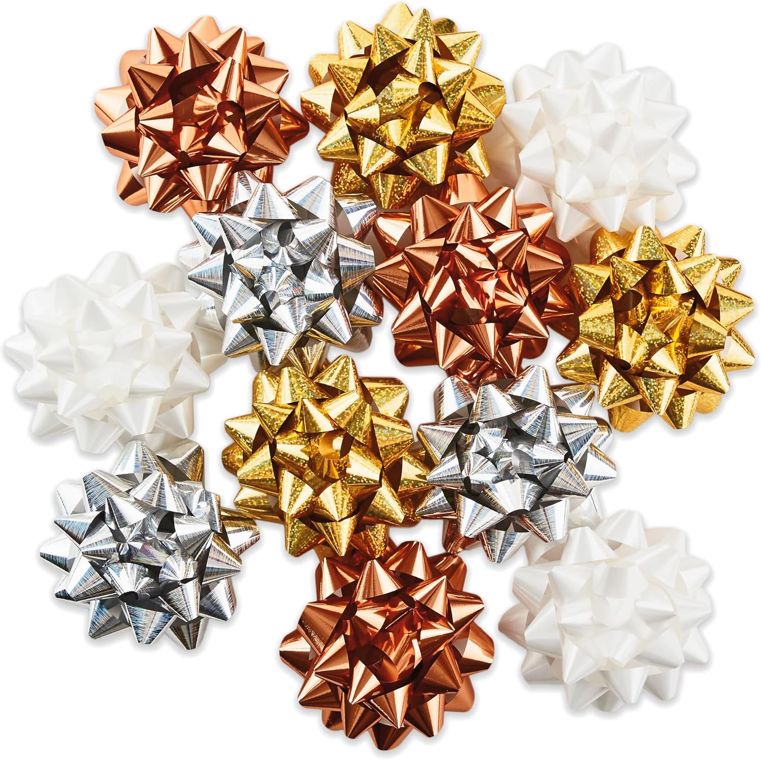 Hallmark Gift Bow Assortment, 12 Count (Gold, Silver, Bronze, White) for Birthdays, Mother's Day, Weddings, Bridal Showers, Any Occasion